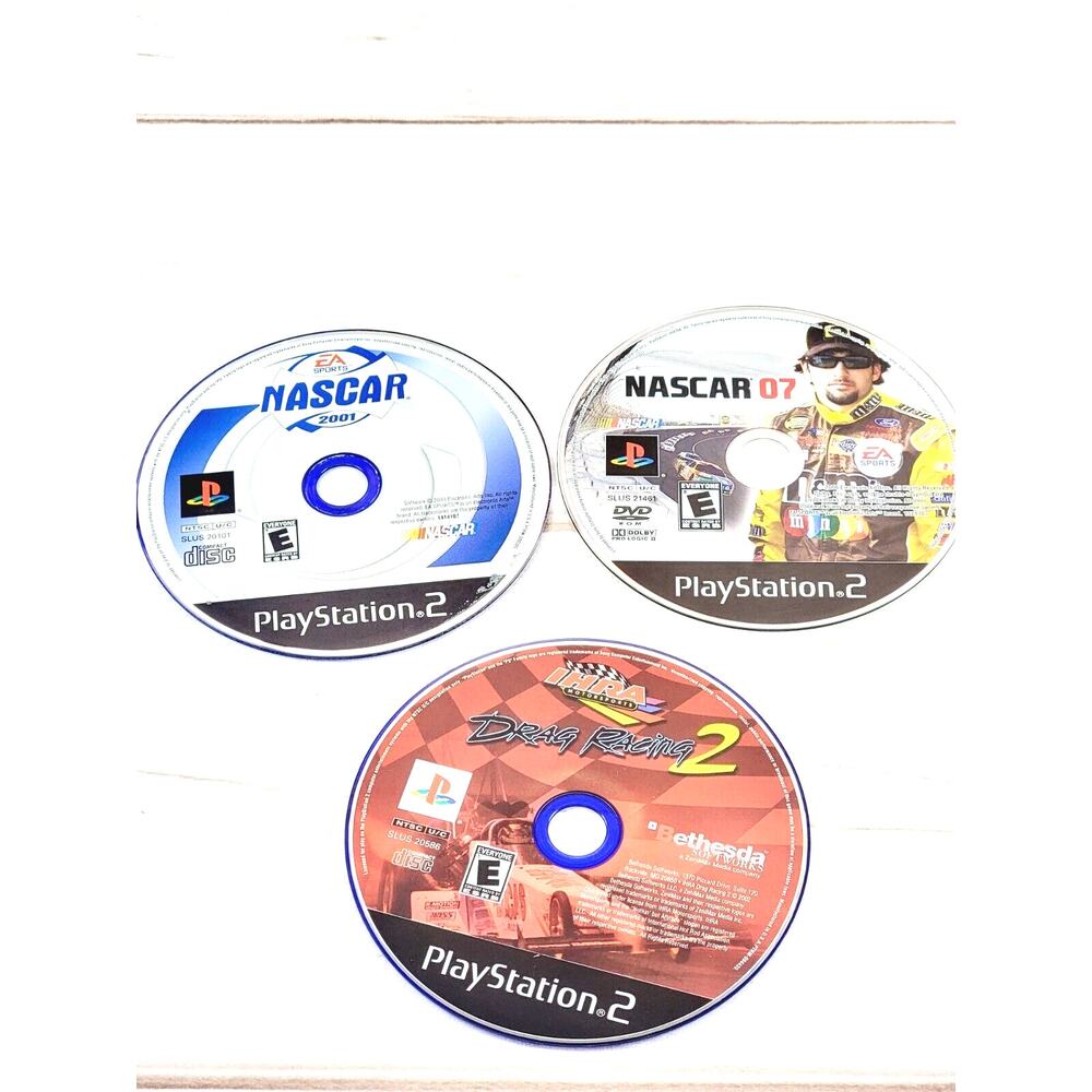Lot Of 3 PS2 Games, NASCAR 2001 & 07, Drag Racing 2 Sony PlayStation 2 Disc Only